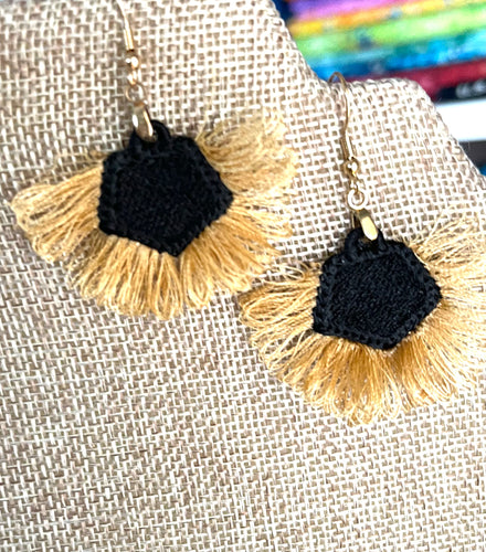 Geo Fan Freestanding Lace Fringe Earrings embroidery design