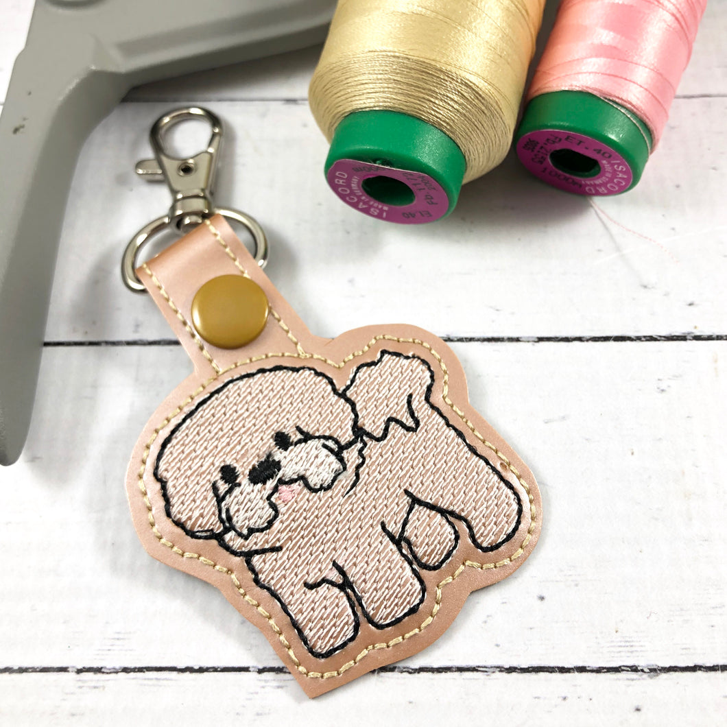 Bichon snap tab embroidery design
