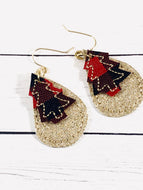 Christmas Tree Layers Earrings embroidery design for Vinyl and Leather