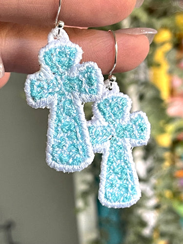 Swirl Cross FSL Earrings - In the Hoop Freestanding Lace Earrings