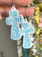 Swirl Cross FSL Earrings - In the Hoop Freestanding Lace Earrings
