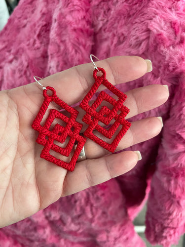 Squares on Point FSL Earrings - In the Hoop Freestanding Lace Earrings