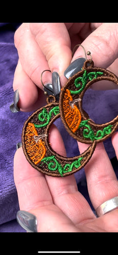 Pumpkin Moon FSL Earrings - In the Hoop Freestanding Lace Earrings