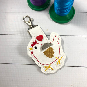 Chicken snap tab QUARTER KEEPER embroidery design