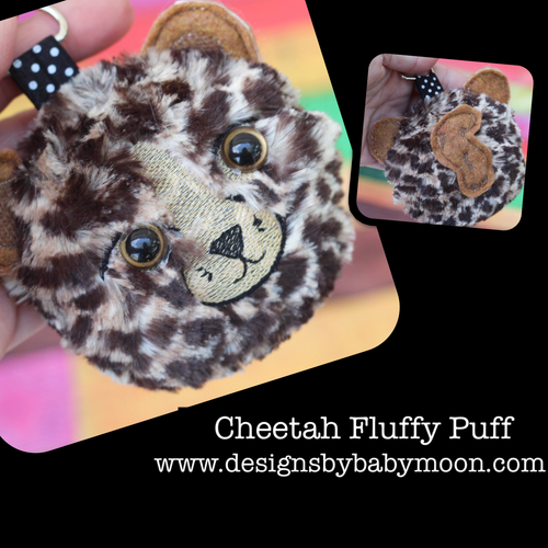 Cheetah Fluffy Puff - Dans le motif de broderie cerceau