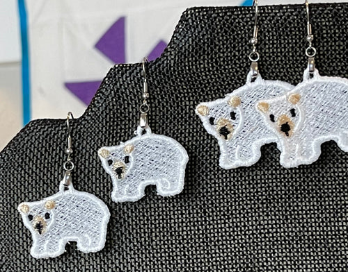 Boucles d’oreilles Polar Bear FSL - Boucles d’oreilles en dentelle autoportantes In the Hoop - DEUX TAILLES