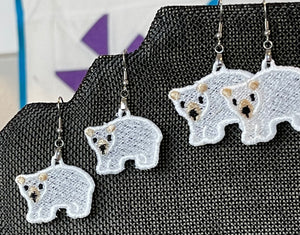 Polar Bear FSL Earrings - In the Hoop Freestanding Lace Earrings - TWO SIZES