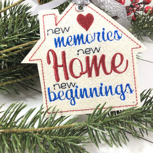 New Home New Beginnings Christmas Ornament for 4x4 hoops