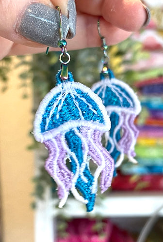 Jellyfish FSL Earrings - In the Hoop Freestanding Lace Earrings