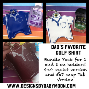 Golf Shirt Hand Sanitizer Holder Case BUNDLE SET Snap Tab and Eyelet Versions for 1 and 2 ounce sizes