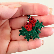 Holly Leaf FSL Earrings - In the Hoop Freestanding Lace Earrings