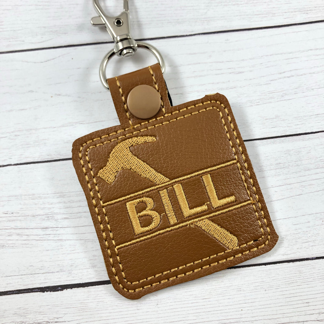Hammer snap tab Personalized Bag Tag for 4x4 hoops