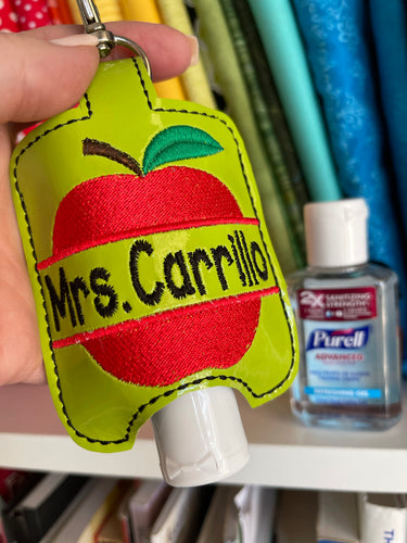 Split Apple Hand Sanitizer Holder Snap Tab Version In the Hoop Embroidery Project 2 oz for 5x7 hoops