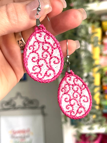 Swirl Egg FSL Earrings - In the Hoop Freestanding Lace Earrings