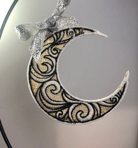 Swirl Moon Freestanding Lace Ornament for 4x4 hoops