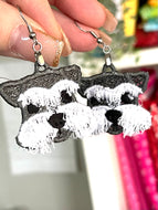 Schnauzer Face FSL FRINGE Earrings - In the Hoop Freestanding Lace Earrings