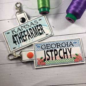 Georgia Plate Embroidery Snap Tab