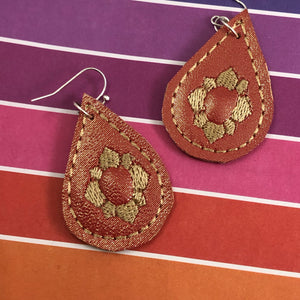 Sunflower Teardrop Earrings embroidery design