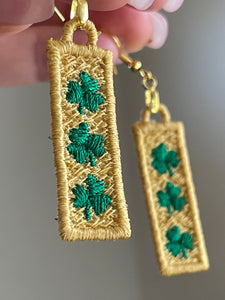 Clover Trio FSL Earrings - In the Hoop Freestanding Lace Earrings