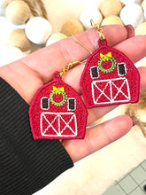 Old Christmas Barn FSL Earrings - In the Hoop Freestanding Lace Earrings
