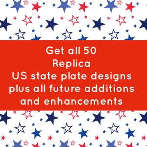 Conjunto completo de diseños de pestañas a presión para bordado de placas estatales de EE. UU.