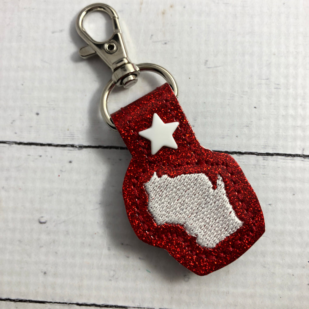 Tiny Wisconsin snap tab In The Hoop embroidery design