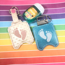 4x4 Baby Feet Hand Sanitizer Holder Snap Tab In the Hoop Embroidery Project