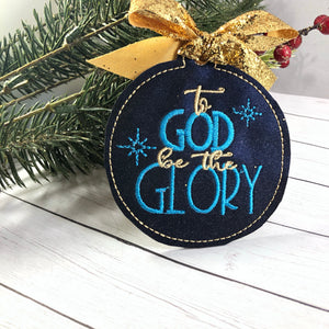 To God be the Glory Christmas Ornament for 4x4 hoops