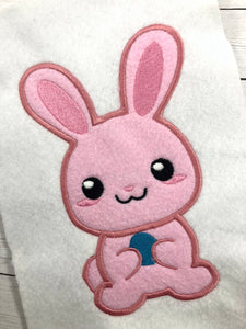 Kawaii Bunny Applique Design - 4x4 5x7 Cute Rabbit Applique