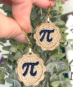 Pi Day Pie Shaped FSL Earrings - In the Hoop Freestanding Lace Earrings for Machine Embroidery