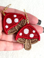 Woodland Mushroom FSL Earrings - In the Hoop Freestanding Lace Earrings