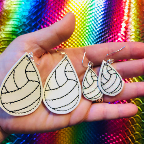 Volleyball STITCHING Teardrop Earrings embroidery design