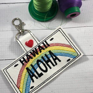 Hawaii Plate Embroidery Snap Tab