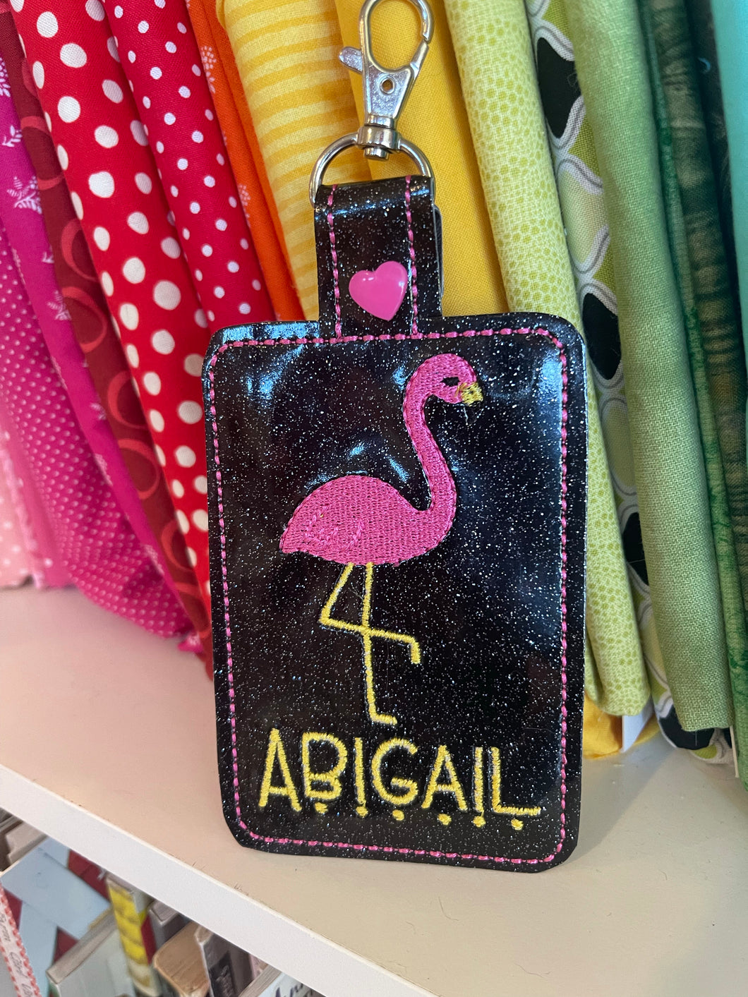Flamingo Double Sided Luggage Tag snap tabDesign for 5x7 Hoops