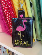 Flamingo Double Sided Luggage Tag snap tabDesign for 5x7 Hoops