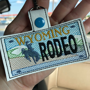 Wyoming Plate Embroidery Snap Tab