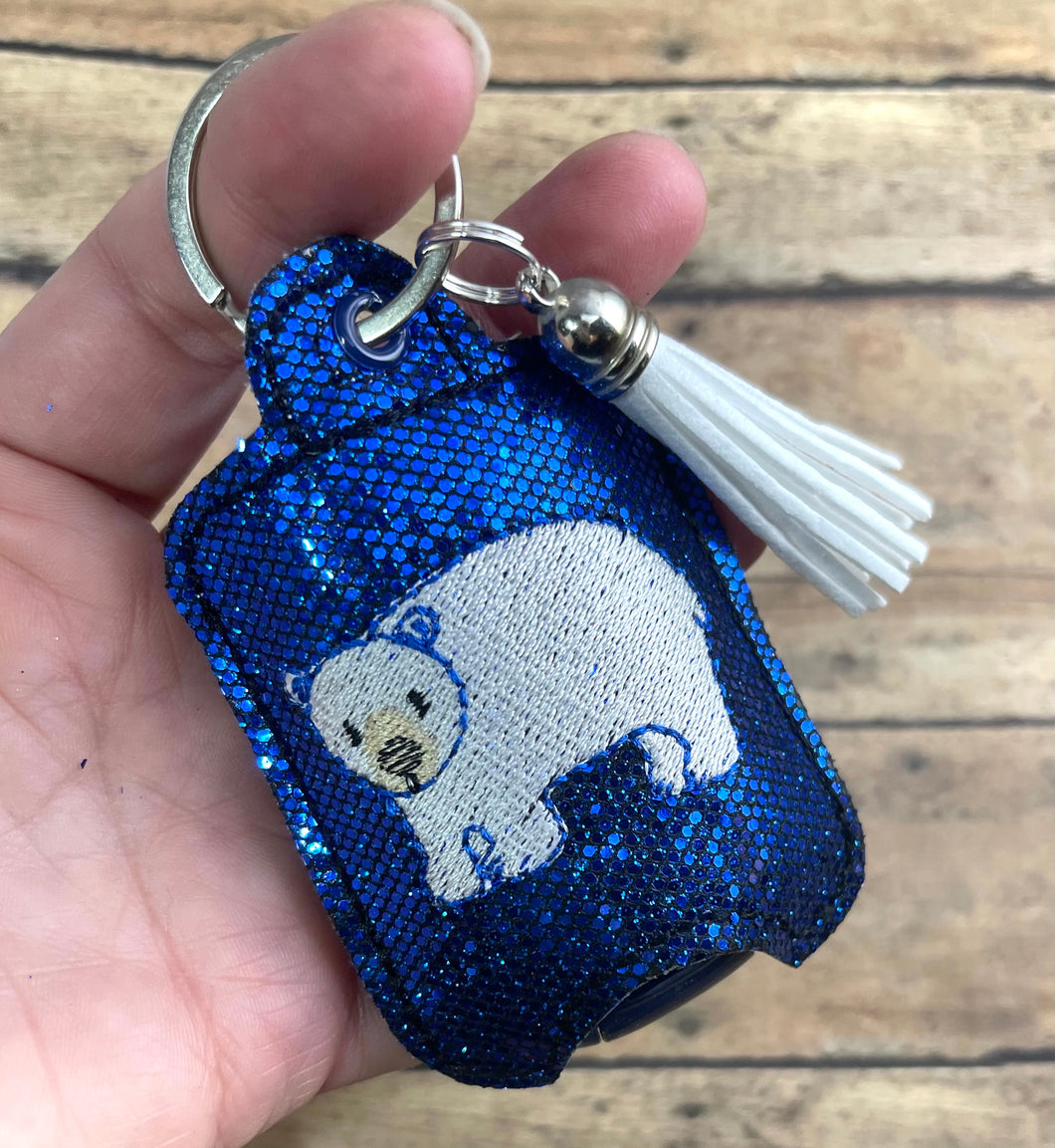 Polar Bear Hand Sanitizer Holder Eyelet Version In the Hoop Embroidery Project 1 oz BBW for 4x4 hoops