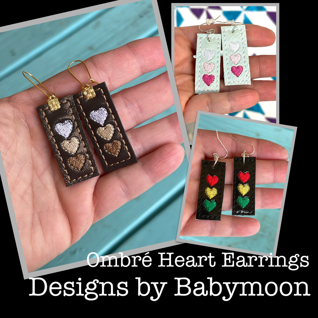 Ombre Heart Earrings embroidery design