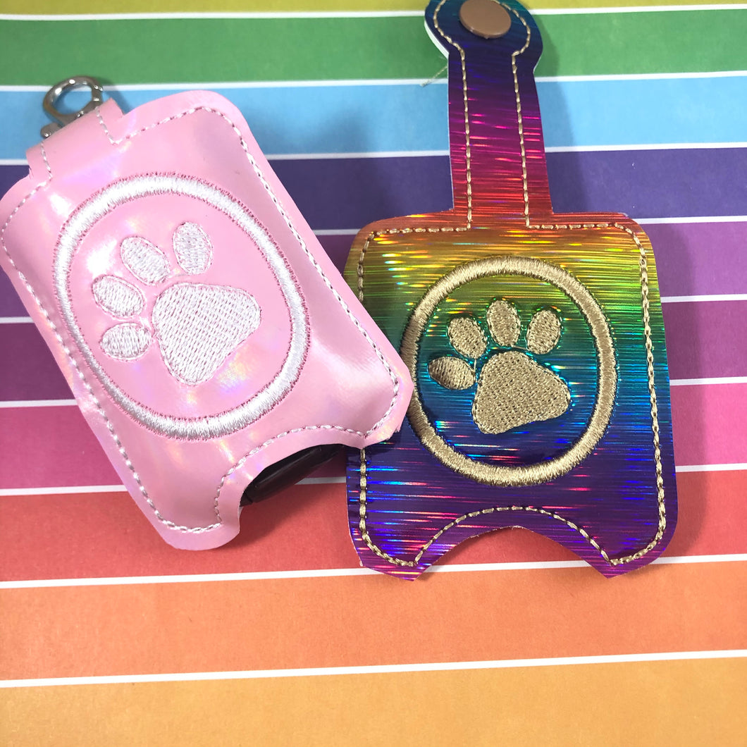 Paw Print Hand Sanitizer Holder Snap Tab In the Hoop Broderie Project 1 oz BBW pour cerceaux 5x7