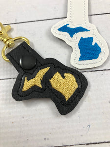 Tiny Michigan snap tab In The Hoop embroidery design