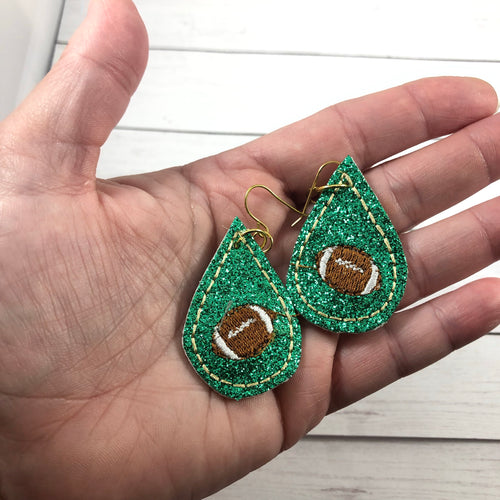 Football Teardrop Earrings embroidery design