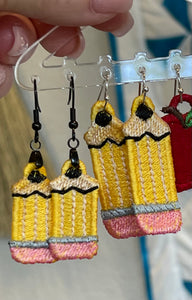 Pencil FSL Earrings - In the Hoop Freestanding Lace Earrings