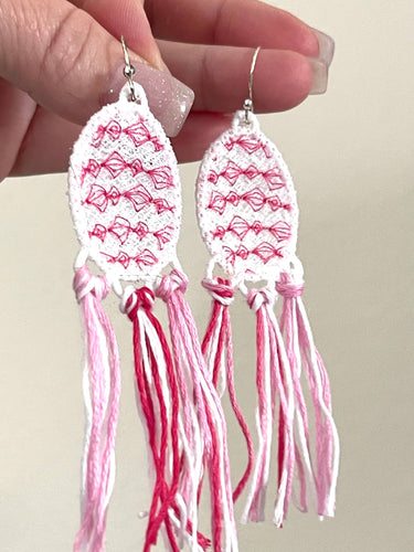 Zig Zag Cascarone Eggs FSL Earrings - In the Hoop Freestanding Lace Earrings