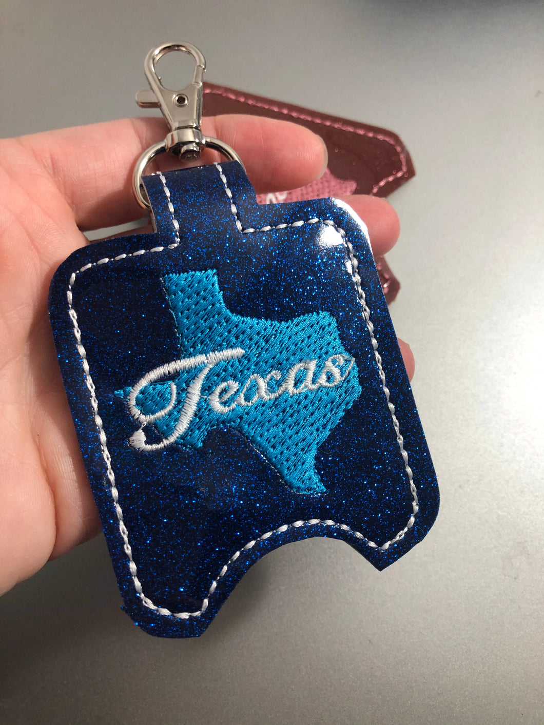 Texas Hand Sanitizer Holder Snap Tab Version In the Hoop Embroidery Project 1 oz BBW for 5x7 hoops