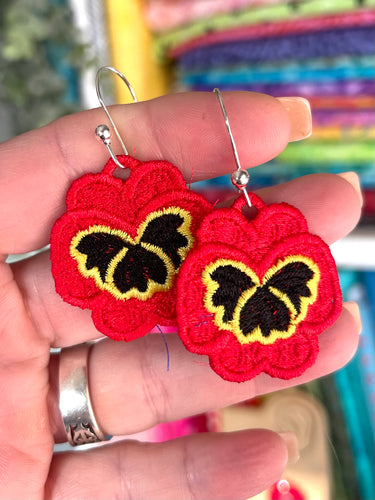 Pansy FSL Earrings - In the Hoop Freestanding Lace Earrings