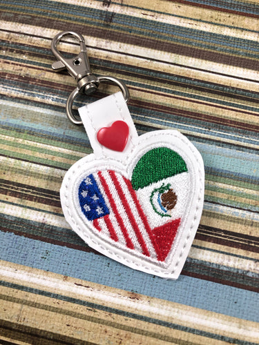 Mexico America LOVE snap tab In The Hoop embroidery design