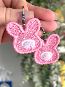 Bunny Tail  FSL Earrings - In the Hoop Freestanding Lace Earrings for Machine Embroidery