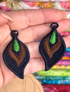 Peacock Style FSL Earrings - In the Hoop Freestanding Lace Earrings