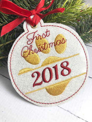 Pets First Christmas Ornament for 4x4 hoops