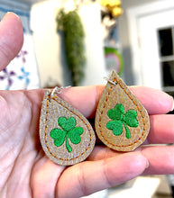 Clover Teardrop Earrings embroidery design for Vinyl and Leather